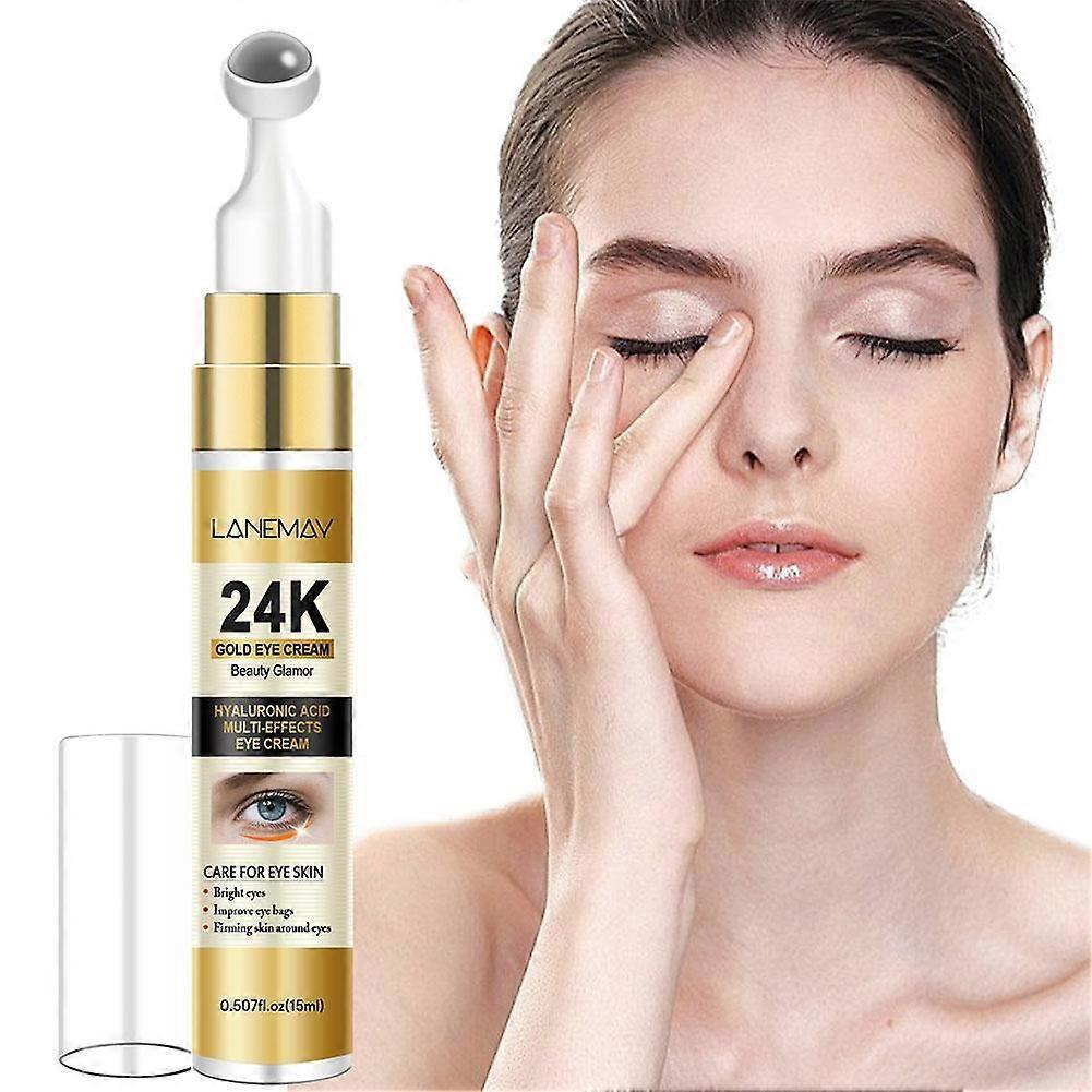 24K Gold Eye Cream with Rollerball - Hydrating Smooth Dark Circles Fine Lines less