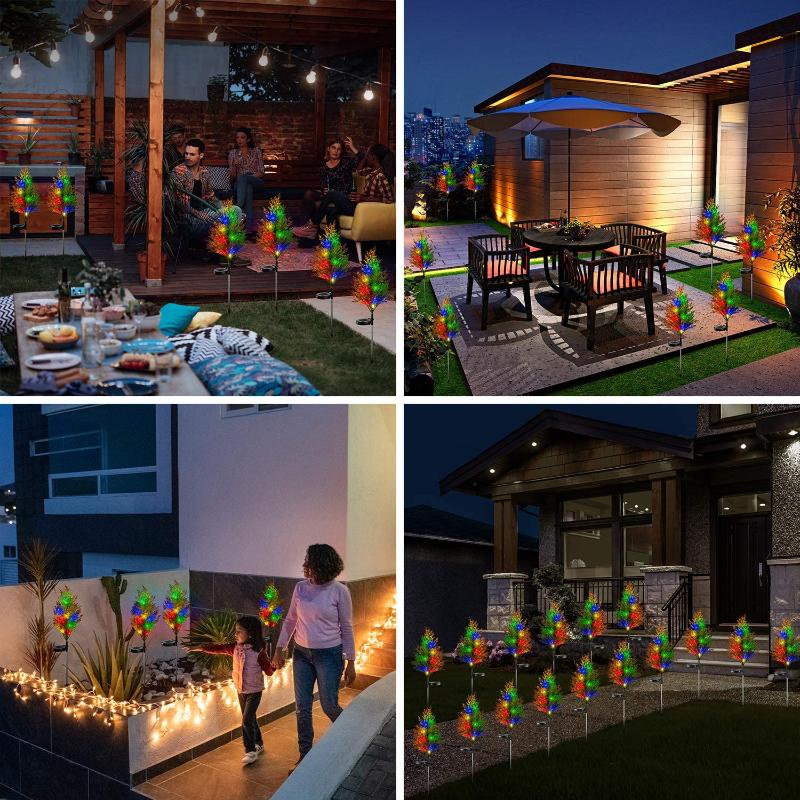 Солнечная Рождественская лампа из сосны и кипариса для лужайки, светодиодная праздничная декоративная торшер, украшение для сада, водонепроницаемая солнечная лампа, пейзажная лампа для двора