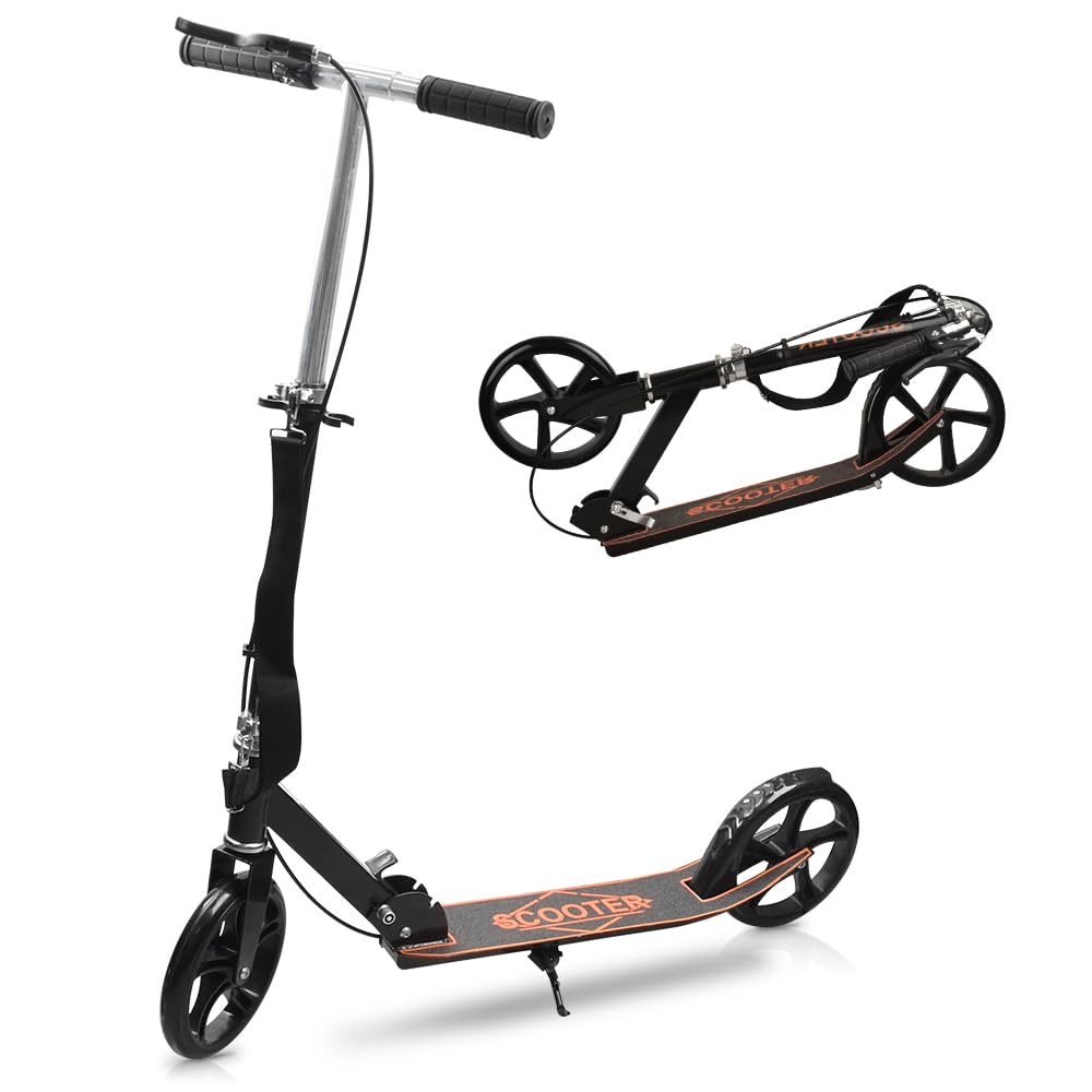 Kick Scooter with Shoulder for Children and Height Standing 150kg Weight Christmas Day Japanese Instruction Manual Strap, Foldable, Adults, Hand/Foot
