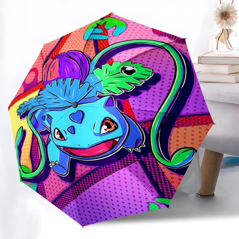 1pc Pokémon Automatic Open/Close Umbrella - Compact Travel Umbrella with 8-Rib Durable Frame, Lightweight & Portable for Commuting, Fashionable Access