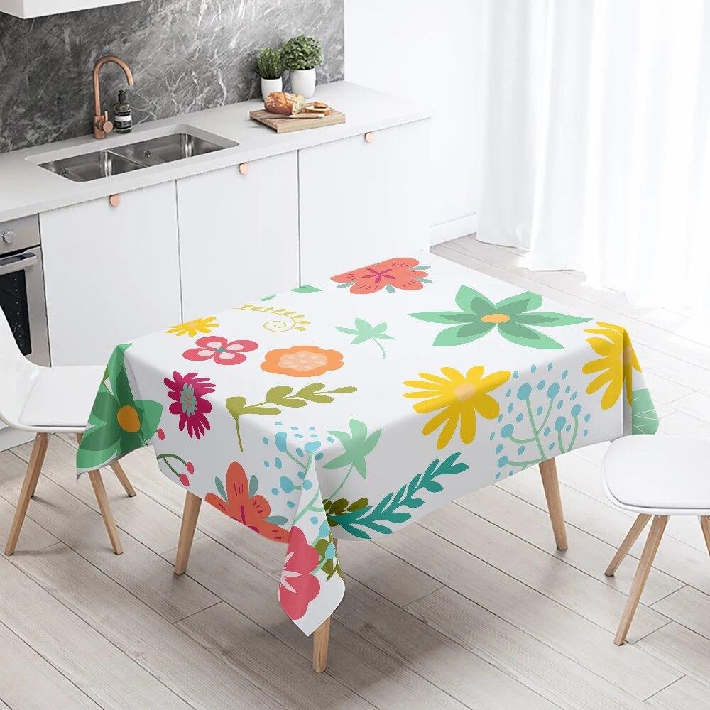 Простая скатерть с цветочным рисунком, водонепроницаемая и маслостойкая, прямоугольная, для свадебной вечеринки, ресторана, стола, украшения кухни