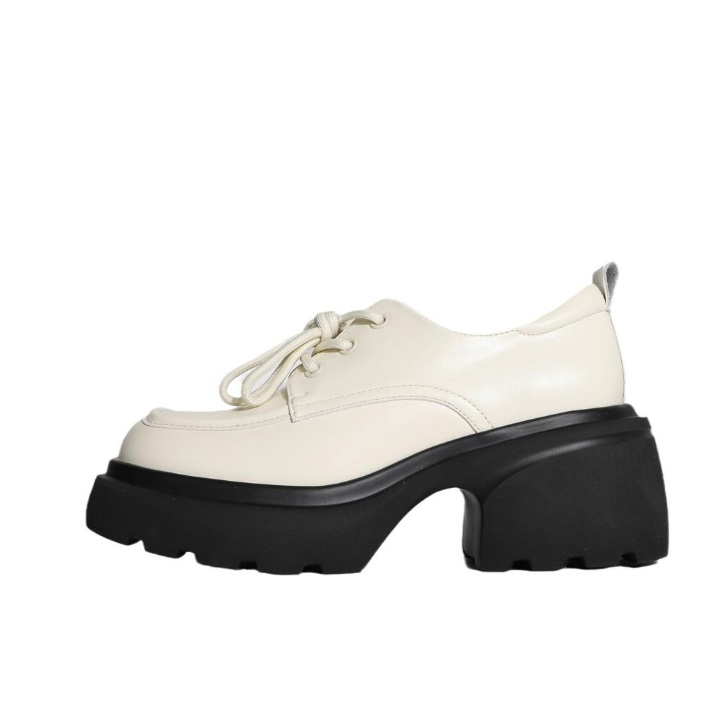 Весна 2025 новая модная цветовая платформа маленькие кожаные туфли женские британский стиль шнуровка спереди однотонные лоферы женская обувь Хуэйчжоу