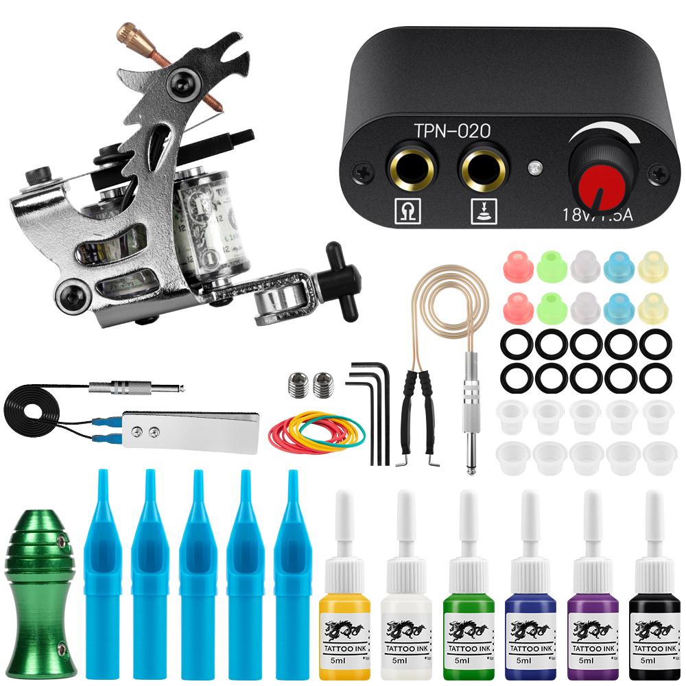 Набор тату-машинок PHOENIXY с источником питания для татуировки, чернилами для татуировки, полный комплект тату-машины, насадки для тату-игл и тату-инструменты для боди-арта