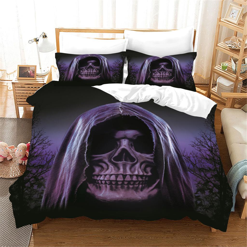 Черный ужас скелеты череп король сидит на троне комплекты постельного белья односпальная двуспальная кровать пододеяльник комплект и 2 шт наволочка