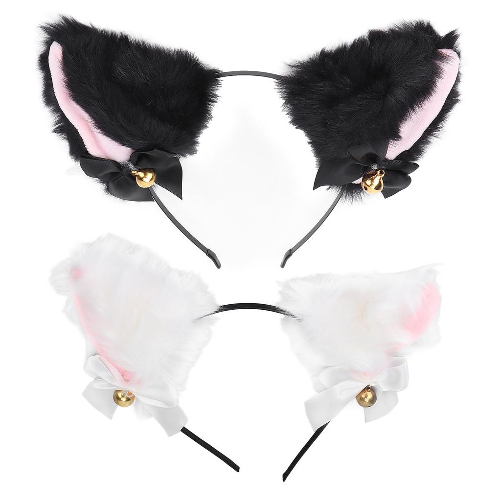 Милая плюшевая повязка на голову с кошачьими ушками и колокольчиком для костюмированной вечеринки на Хэллоуин