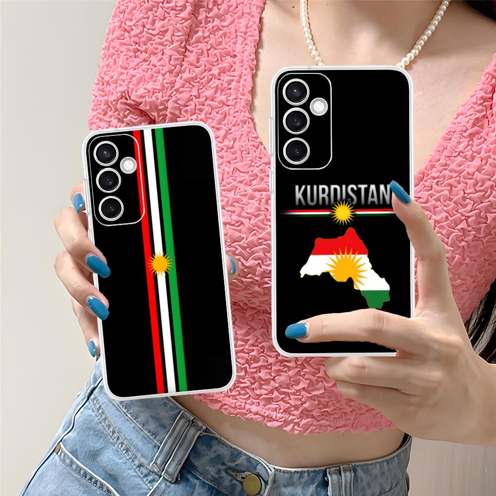 Прозрачный чехол для мобильного телефона с флагом Курдистана для Samsung Galaxy S25 S24 S23 S22 S21Plus FE Ultra Цветной чехол