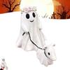Halloween Ghost Walking Dog Statue Cute Decorations For Indoor Outdoor, Girl