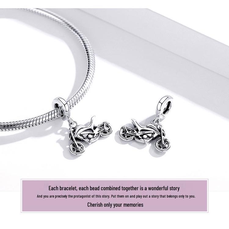 Серебряная подвеска-мотоцикл Ziyun S925 из стерлингового серебра, крутой спортивный DIY-аксессуар (SCC1712)