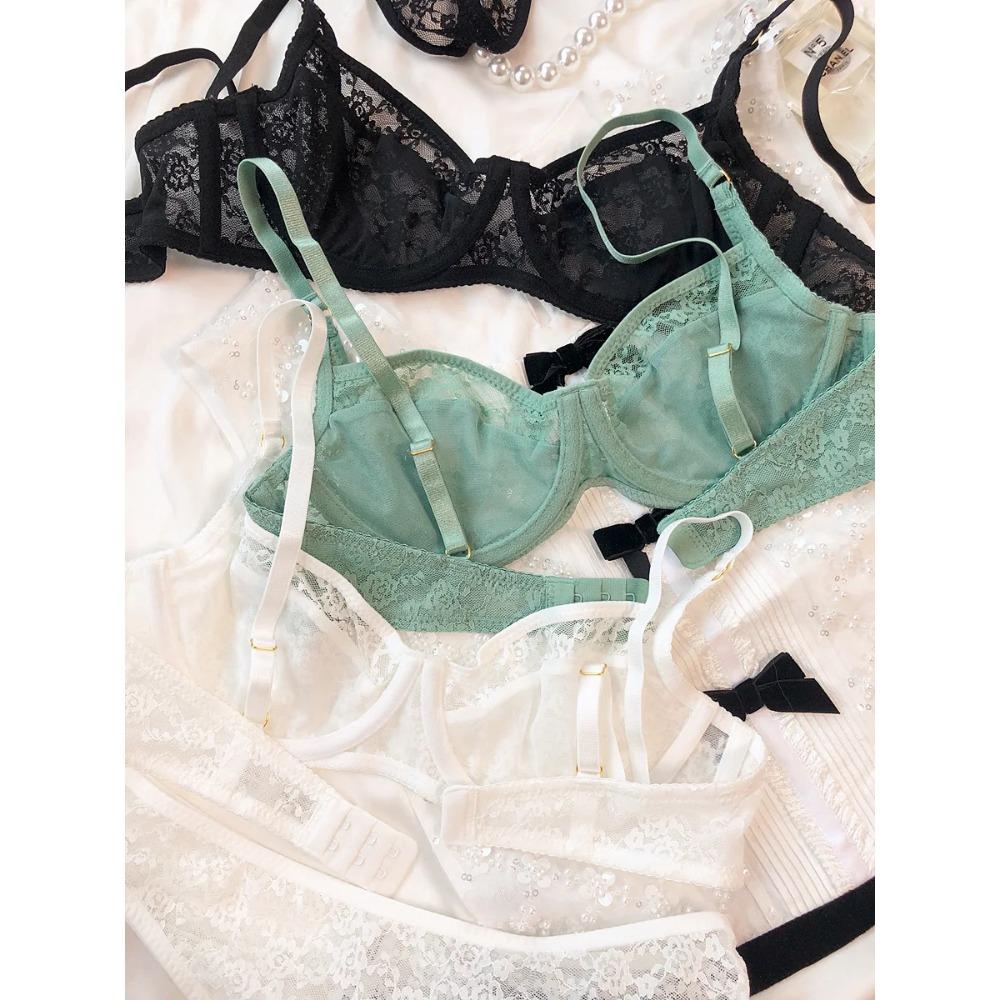 Французский сексуальный женский комплект нижнего белья, ультратонкий кружевной бюстгальтер с вышивкой, летний комфортный дышащий бюстгальтер и комплекты нижнего белья с Т-образной спинкой