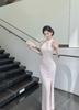 Новый улучшенный ципао в китайском стиле летнее новое кружевное сексуальное облегающее по фигуре с тонкой шеей длинное маленькое платье женское