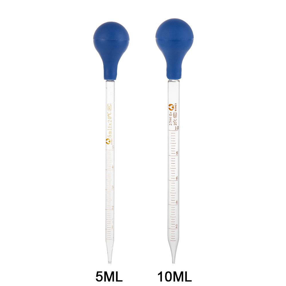 Useful Lab Supplies Transparent Graduated Pipettes Liquid Transfer Rubber Head Glass Dropper