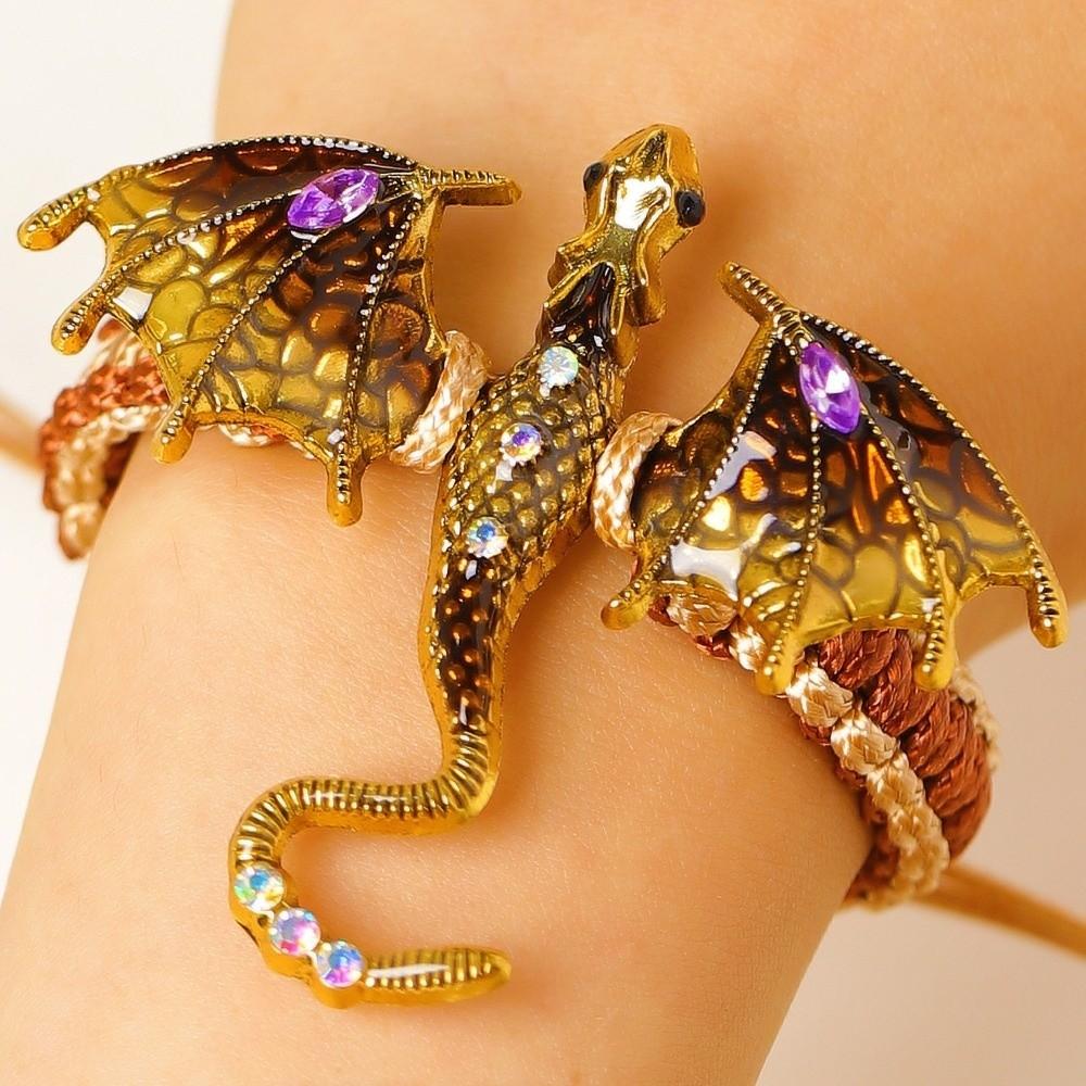 Creative Braided Rope Bracelet Vintage Woven Cord Wristband Fashion Animal Dragon Bracelet Cosplay