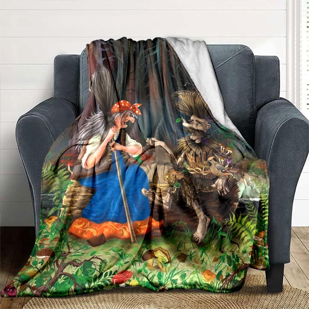 Witch Forest Tree Spirit Art Print Flannel Throw Blanket, Soft Cozy Warm Blanket for Sofa Couch Bedroom Decoration