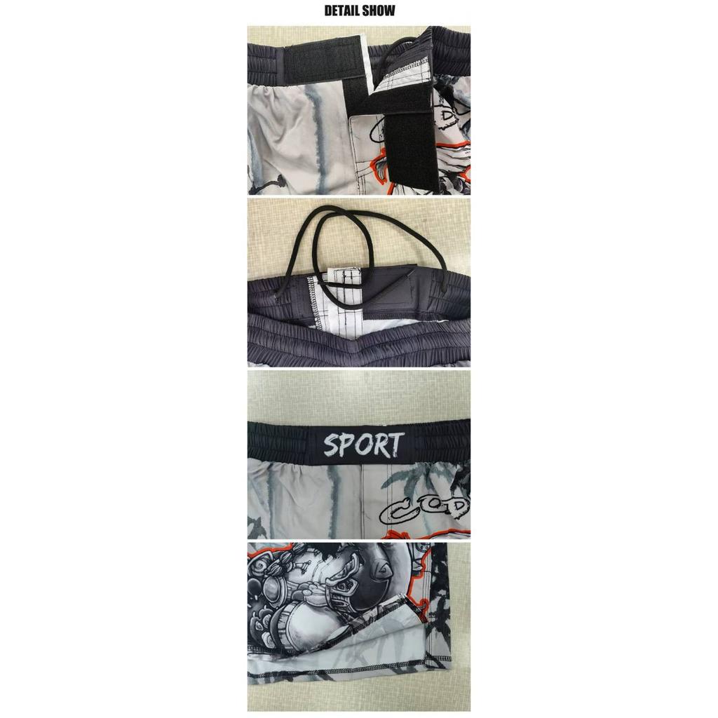 Шорты ММА Муай Тай Кикбоксинг Унисекс Мужские Женские Тренировочные Быстросохнущие Принт Эластичный Пояс Спортзал Фитнес Тренировки