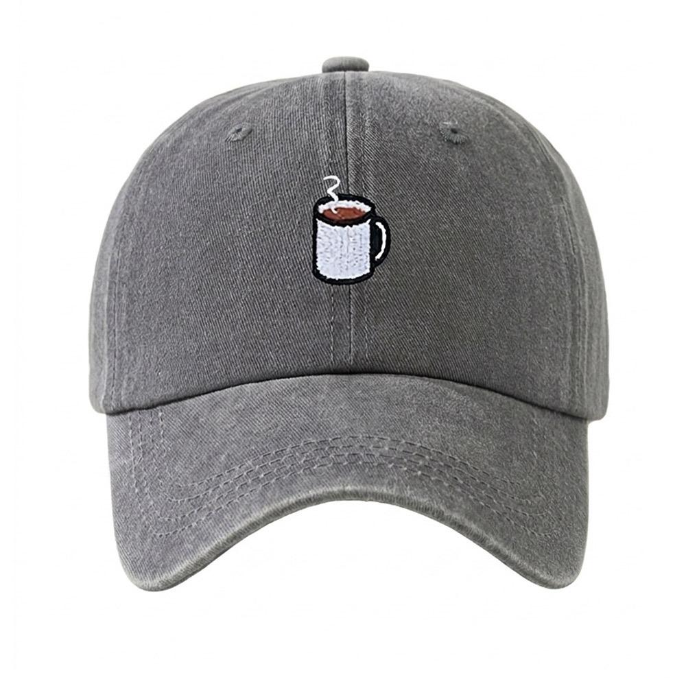 Embroidered Coffee Cup Baseball Cap Hip Hop Sun Hat Retro Distressed Baseball Cap  Unisex