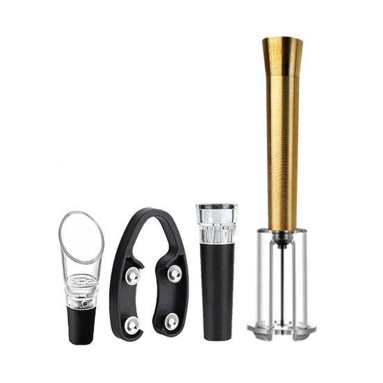 4 шт./набор Открывалка для бутылок 4-в-1 Насос для воздуха Открыватель под давлением Нож для фольги Надувной дозатор Вакуумная пробка Винные аксессуары