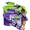 4-в-1 Меха-кабель 240 Вт: Два порта Type-C для Huawei и Apple, 15/17 Вт PD Быстрая зарядка.