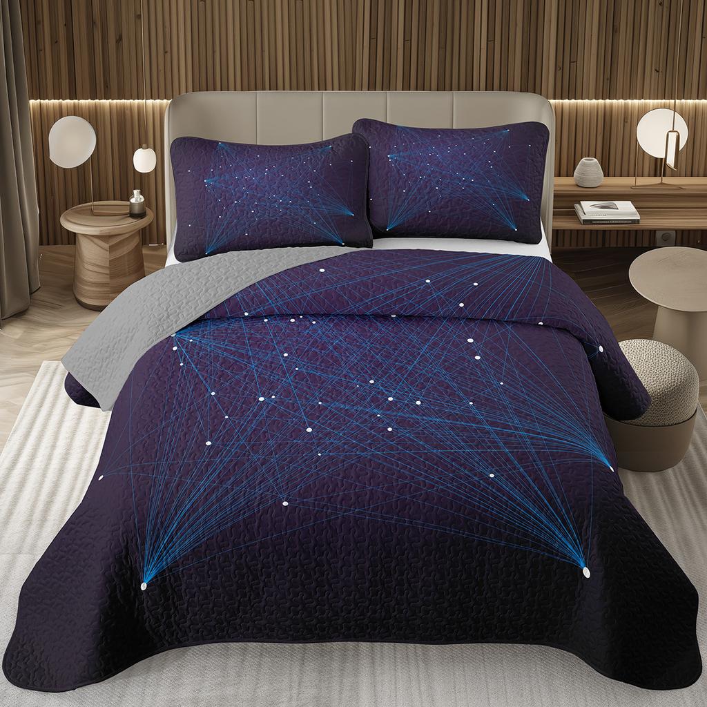 Rainbow Line Twin Queen Bedspread Colorful Abstract Geometric Quilted Bedding Set Bohemian Geometric Reversible Printed Coverlet