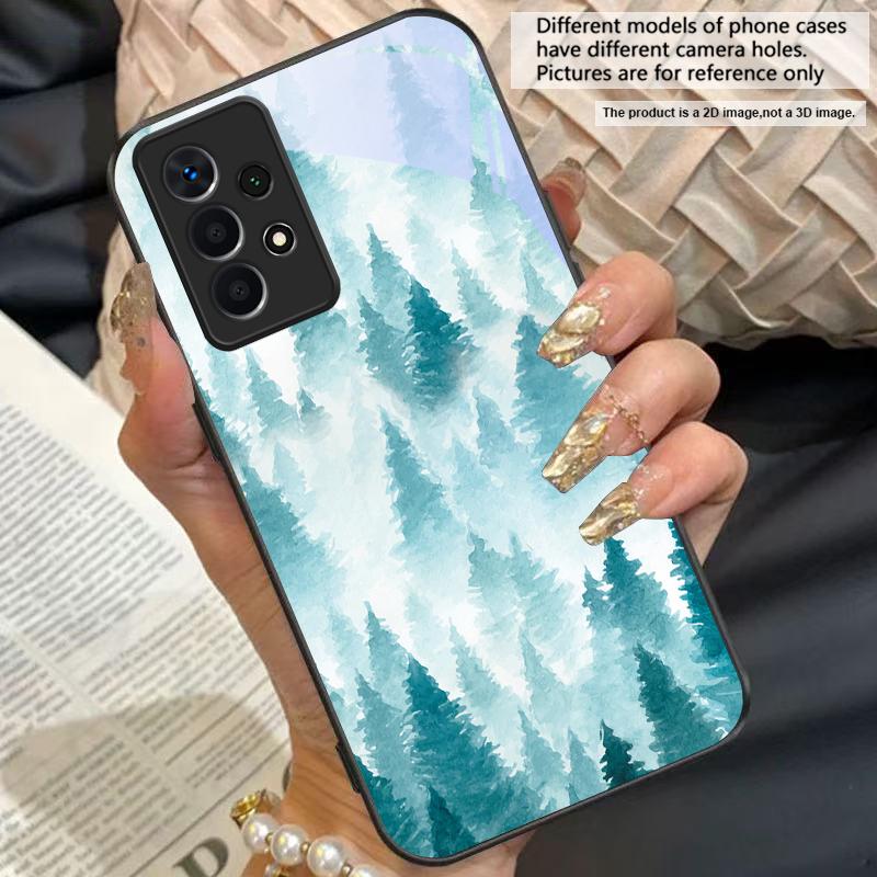 Керамический чехол для телефона Samsung Galaxy A50 A52 A52s A53 A54 A55 A56 A51 A80 A70 A71 A35 A34 A30 A26 A25 A22 с рисунком в стиле китайской живописи тушью