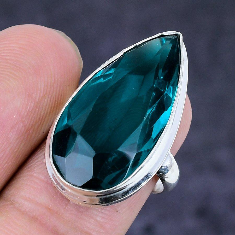 Indicolite Tourmaline Gemstone Handmade 925 Sterling Silver Ring Size 6 J0y54