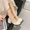 Mary Jane French Small Fragrant High Heels Spring and Summer New One-word Buckle Evening Breeze Single Shoes Fashionable Small Leather Shoes Women