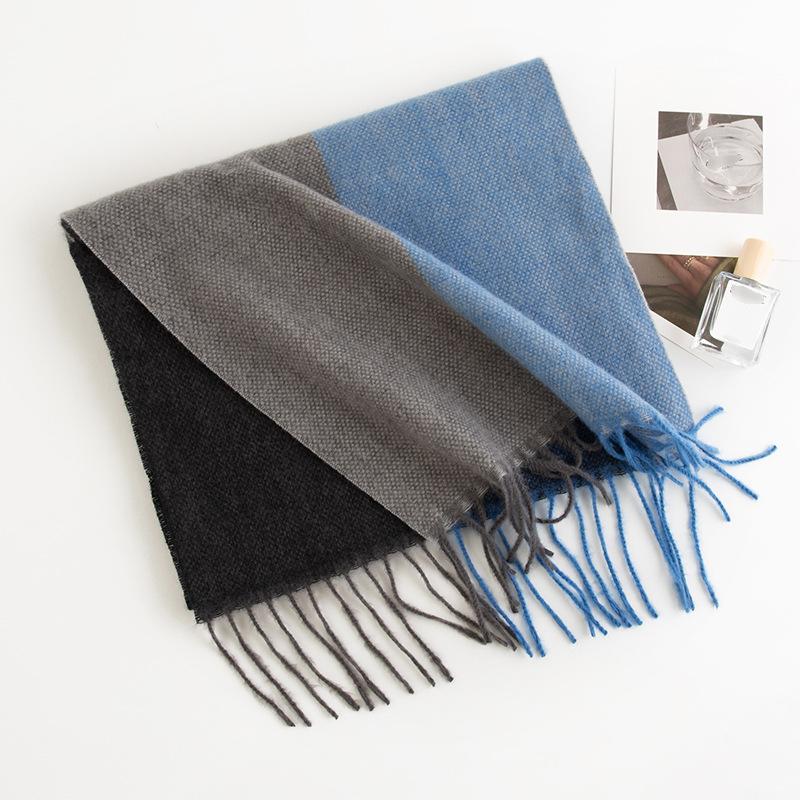 Winter Plaid Color Blocked Imitation Cashmere Scarf for Men High End Versatile Warm Shawl and Scarf
