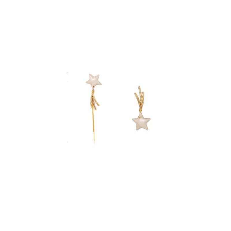 K real gold electroplated silver needle zircon dripping oil star earrings light luxury high-end stud earrings European and American retro earrings
