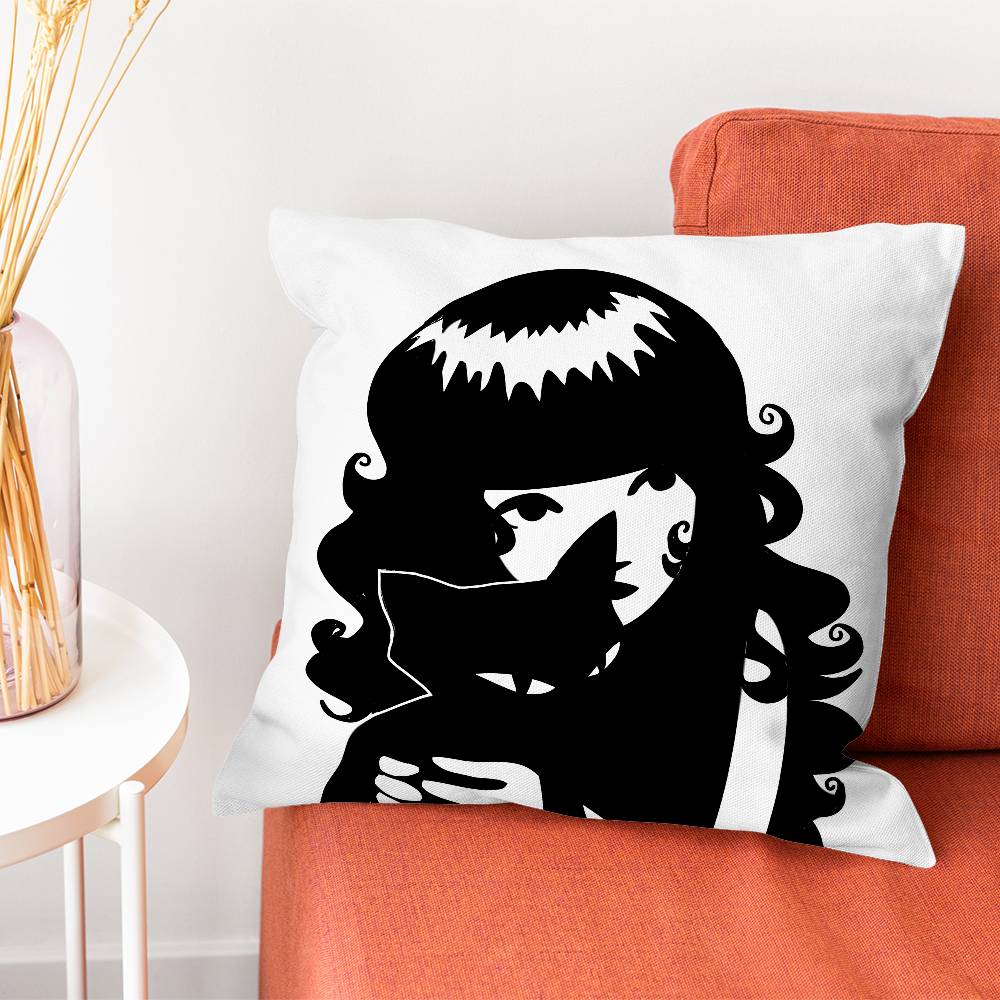 EEmily The Strange Pillow Case Plush Fabric Soft Pillowcase Double Sided Print Cushion Cover Household Gifts