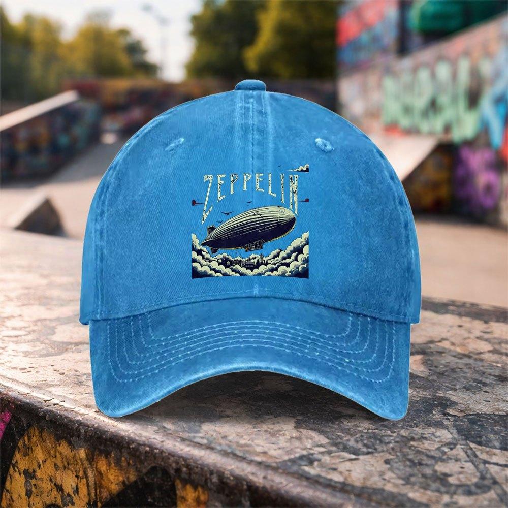 Zeppelin Printed Washed Baseball Cap Unisex Casual Outdoor Sports Daily Wear