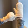 Cute Solid Color Full Finger Mittens Warm Soft Women Gloves Thicken Gloves for Cold Weather