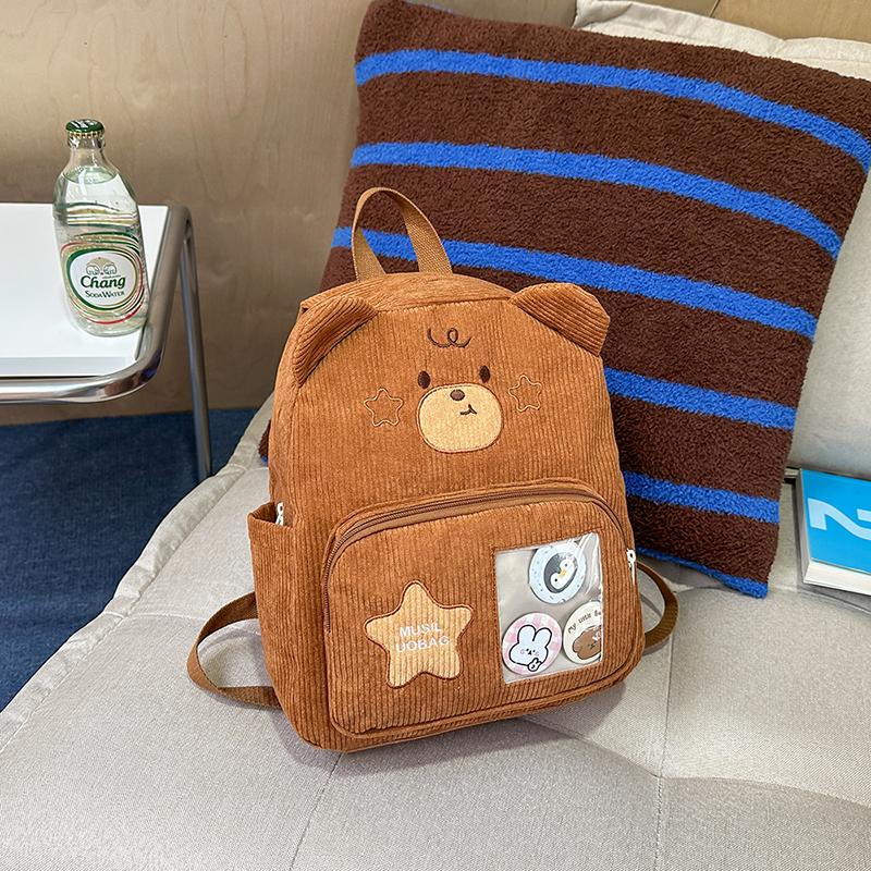 Мультяшный медведь детский сад школьный рюкзак вельветовый рюкзак для учеников начальной школы