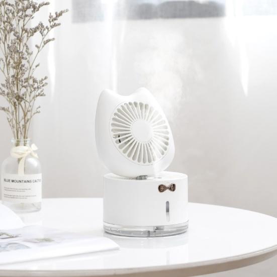 Перезаряжаемый увлажнитель воздуха Cat, 300 мл, распылитель, светодиодный светильник, настольный охлаждающий вентилятор