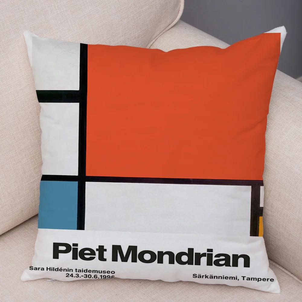 Piet Mondrian Geometric Line Color Block Pillowcase Soft Plush Throw Cushion Cover Decor Nordic Style Pillow Case for Sofa Home