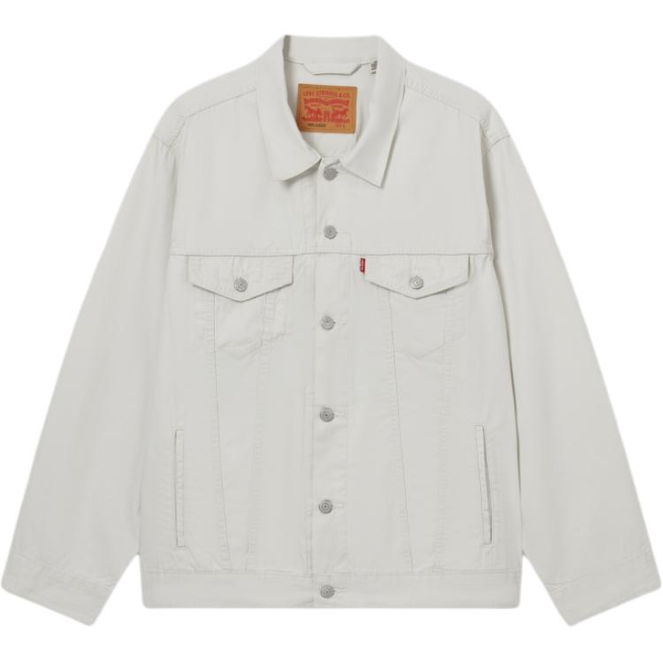 Levis Свободный крой Однотонный Простой Повседневный Воротник поло Длинный рукав Рабочая куртка Мужские куртки Серый Белый A5782-0066
