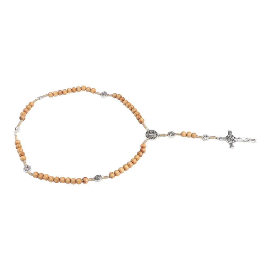 Rosary Beads Wood Zinc Alloy Portable Lightweight Handcrafted Attractive Lucky Rosary Beads Jewelry