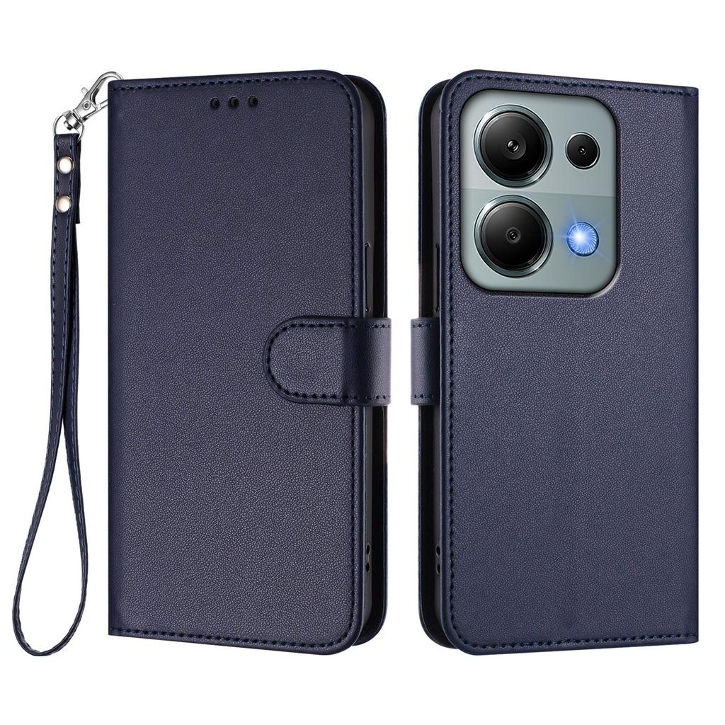 Для Xiaomi Poco M6 Pro 4G/Xiaomi Redmi Note 14S 4G/Xiaomi Redmi Note 13 Pro 4G Кожаный чехол-кошелек с подставкой и ремешком на запястье