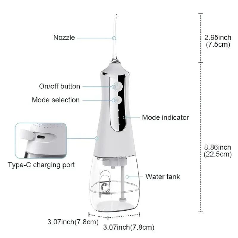 Water Flosser for Teeth Cleaning and Flossing 300ml Water Tank 3 Modes Cordless Rechargeable Oral Irrigator for Home Travel