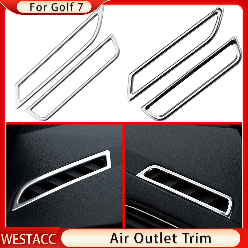 2Pcs Car AC Air Conditioning Outlet Vent Trim Stickers Cover for Volkswagen VW Golf 7 7.5 MK7 MK7.5 LHD 2013 -