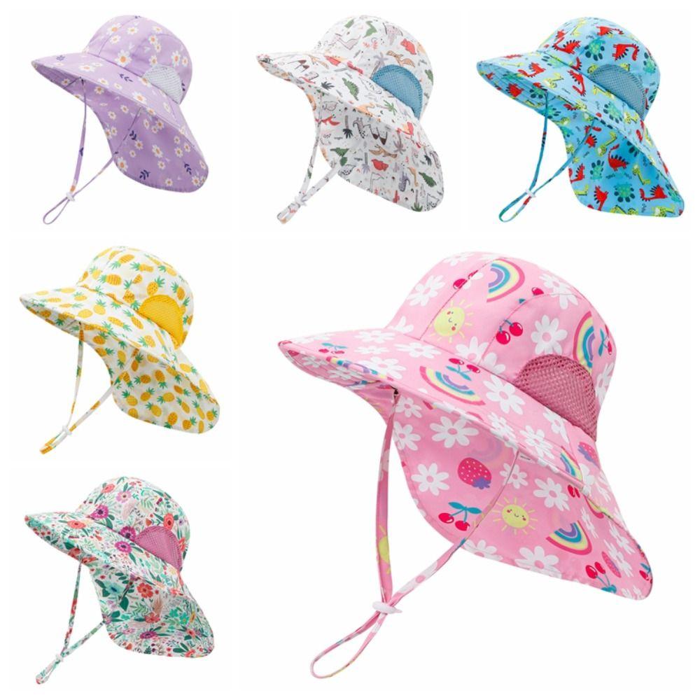Breathable Mesh Panels Children Fisherman Hat Rainbow Folding Girls Sun Hat Summer