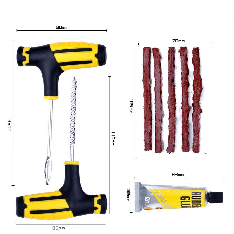 Universal Tire Repair Kit Portable Tire Fix Tool Set with Plugs for Car Motorcycle and Electric Scooter Emergency Roadside Repair Tools