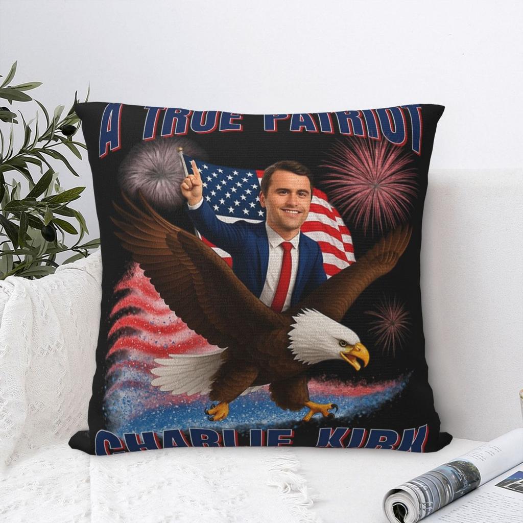 Decorative Pillowcase Charlie Kirk A True Patriot Merchandise Car Pillow Case Cover Zipper Multi Size