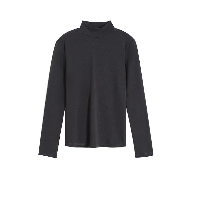 White Semi-turtleneck Bottoming Shirt Women's Springtime and Autumn New Loose Inner Slim Long-sleeved T-shirt Comfortable Top