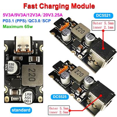 Модуль быстрой зарядки PD65W Type-C Интерфейс PD3.1 PPS Быстрая зарядка QC3.0 SCP