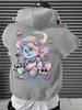 Gothic Hip Hop Autumn Winter Hoodie Gradient Voodoo Bear Skull Cartoon Print Casual Streetwear Fleece Sweatshirt