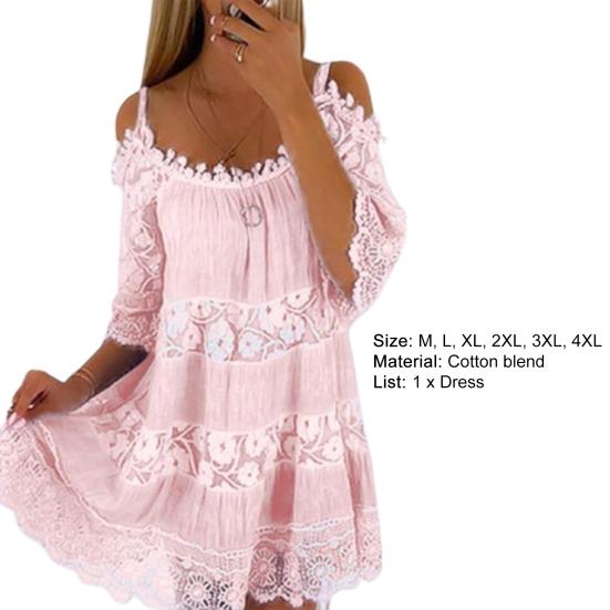 Леди повседневное летнее кружевное короткое платье с короткими рукавами и круглым вырезом