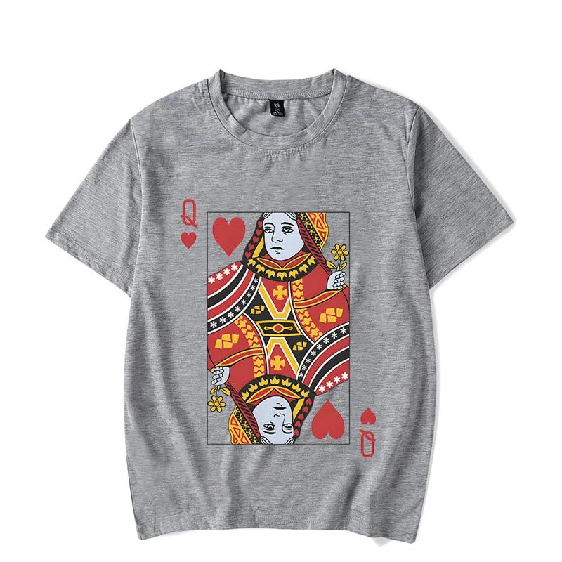 Cards Heart K/Q Graphic T Shirts Couples Y2k Fashion Queen King Tees Harajuku Funny Boyfriend Girlfriend Tee Loves Shirt