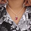 Pink Rubellite Gemstone 925 Stamped Silver Jewelry Zircon Pendant For Valentine CZP-7-17