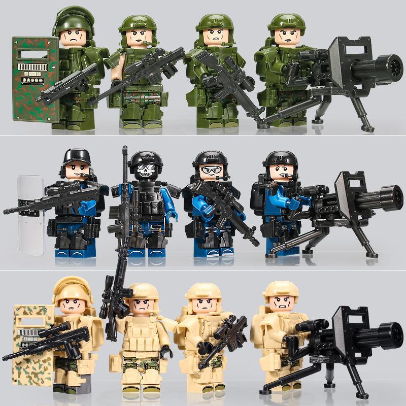 Конструктор Военные Минифигурки Полиция Спецназ Минифигурки Сборные Игрушки Годовалый Мальчик День Рождения Модель