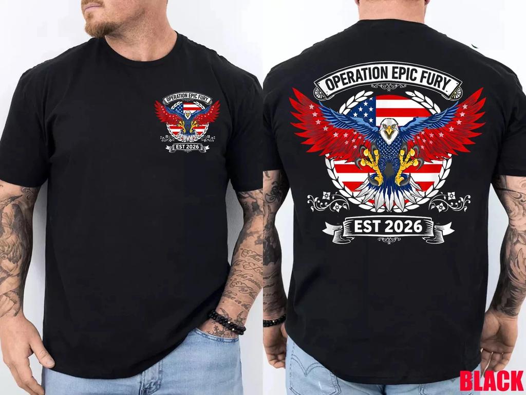 Operation Epic Fury Military Tactical Patriotic USA Graphic 2 Side T- Shirt