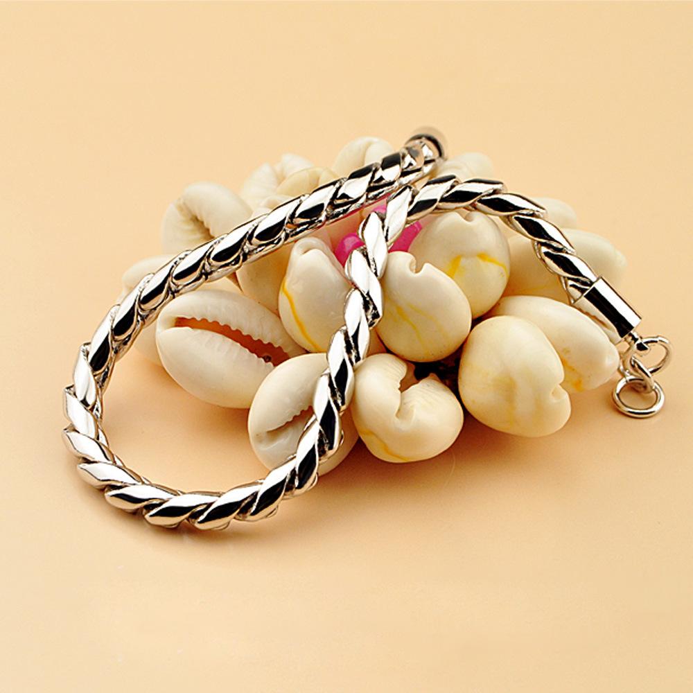 Мужской браслет с толстым платиновым покрытием, простая круглая цепочка «змеиная кость», ювелирное изделие